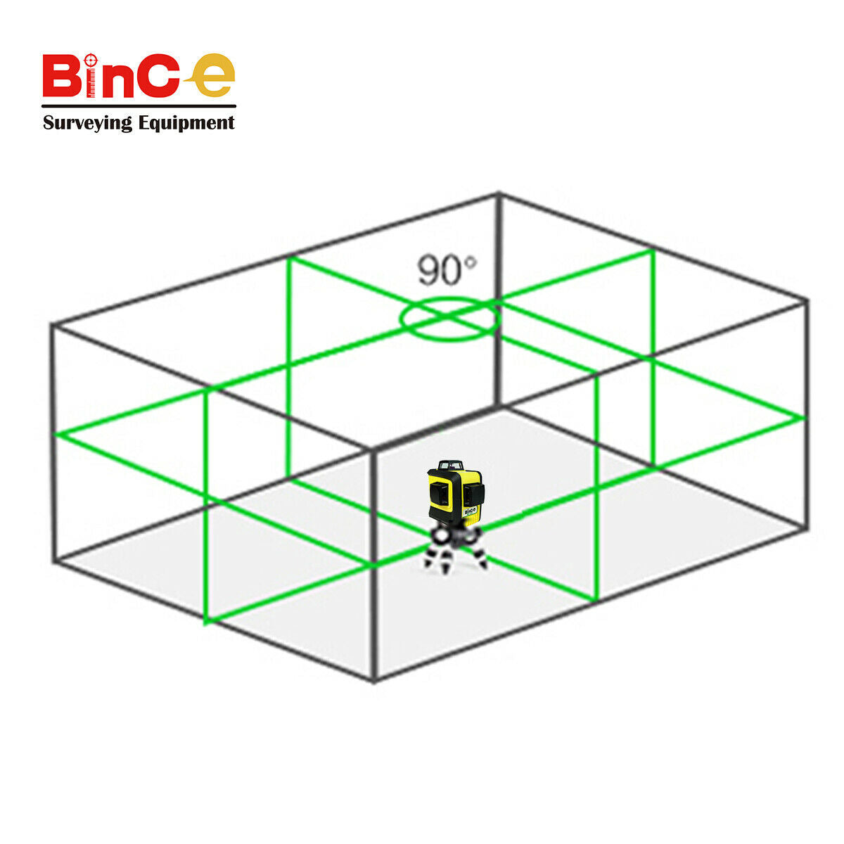 BC-G3 3D Cross Laser Level Green Beam 3x360° Self Leveling & Receiver / Tripod