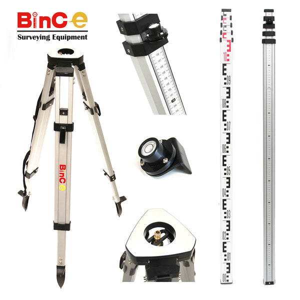 Aluminium Tripod & 5M Metric E Face Aluminium Staff for Rotary Laser Dumpy Level