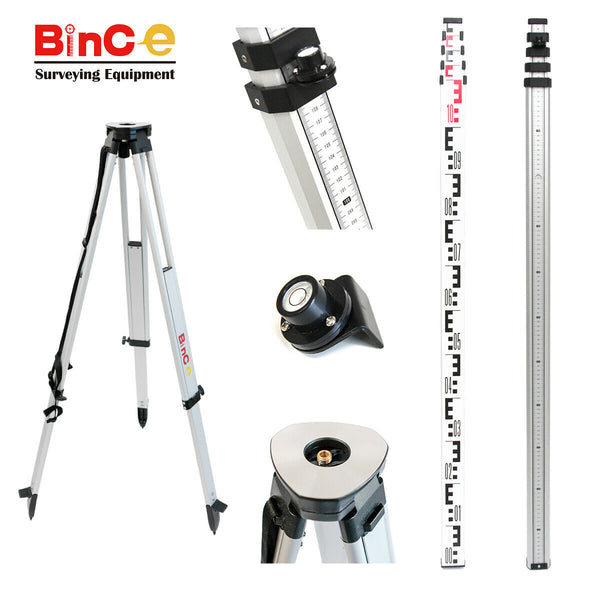 Aluminium Tripod & 5M Metric E Face Aluminium Staff for Rotary Laser Dumpy Level