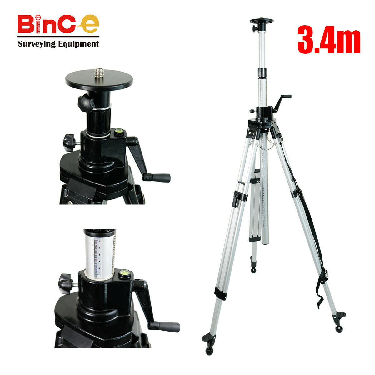 3.4M Elevating Tripod, Elevator Tripod for Survey Rotary Laser Level Surveying