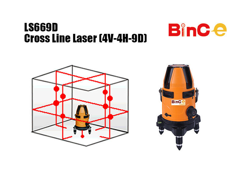 8 Line 9 Dot Cross Line Laser Level Self-Leveling Tilt Mode 4V4H Rotary /Tripod