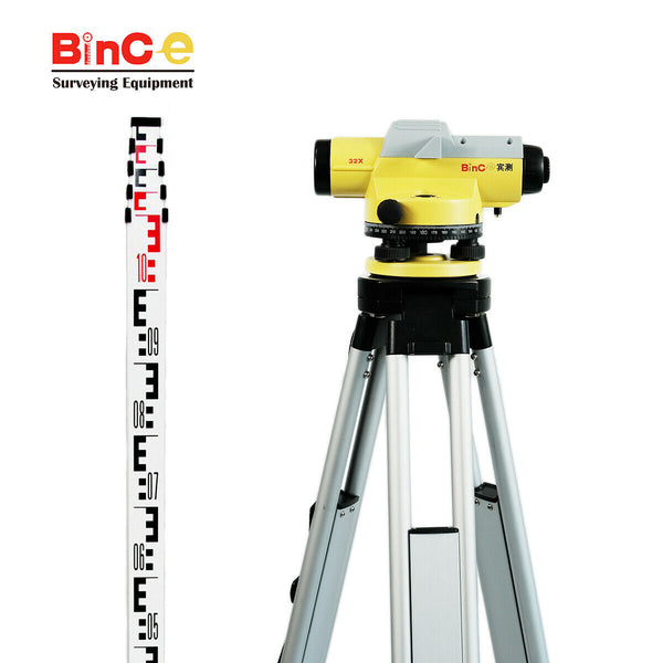 BC-32X Automatic Dumpy Level 32X Magnification Calibrated with Tripod and Staff