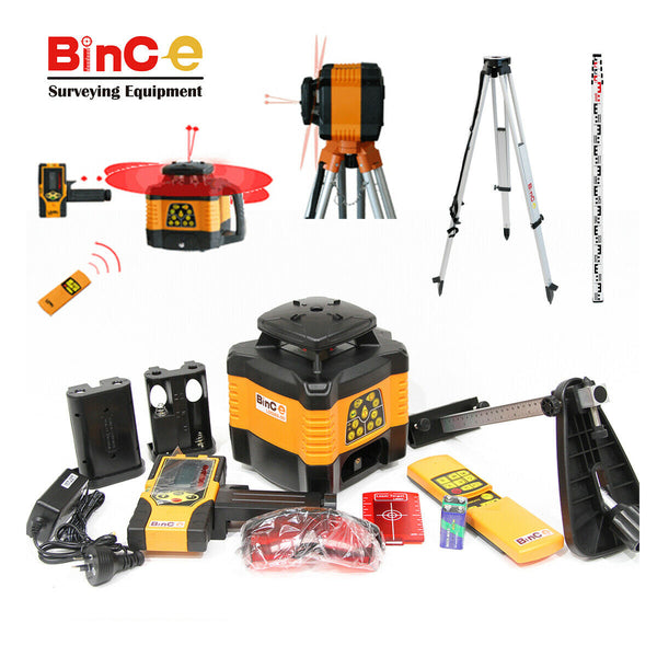 Rotary Laser Level Dual Axis Grade Electronic Leveling Rotating &Tripod & Staff