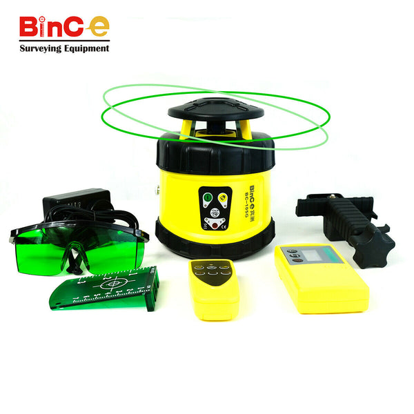 500M Electronic Leveling Rotating Rotary Laser Level Green w Control & Detecter