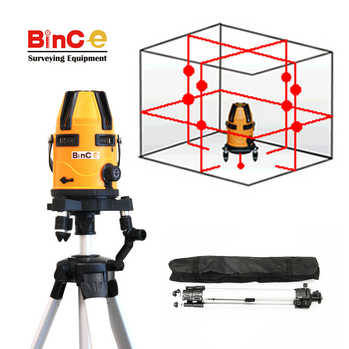 8 Line 9 Dot Cross Line Laser Level Self-Leveling Tilt Mode 4V4H Rotary /Tripod