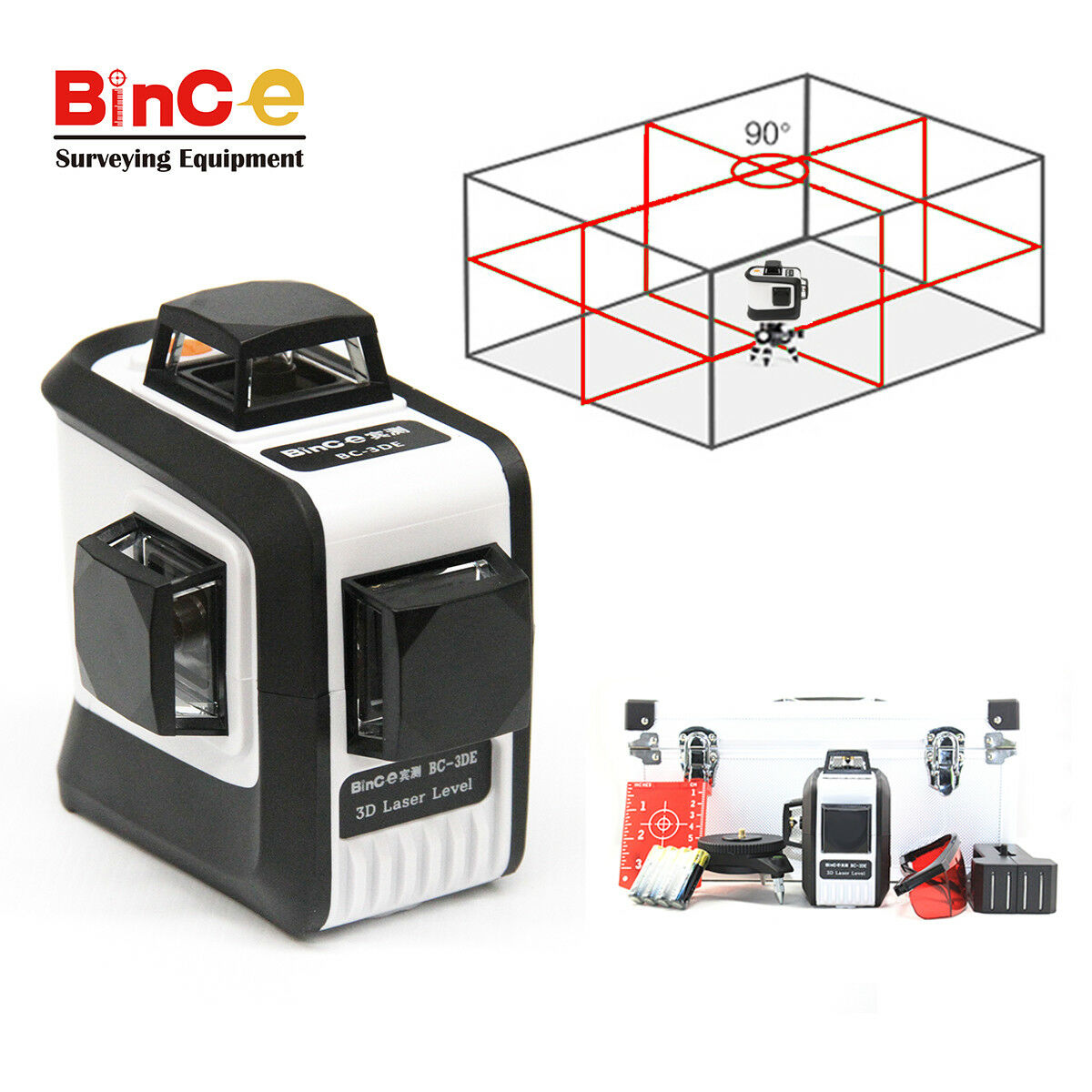 12 Line Rotary Cross Laser Level Red 3D 3x360° Self Leveling Tilt Mode / Tripod