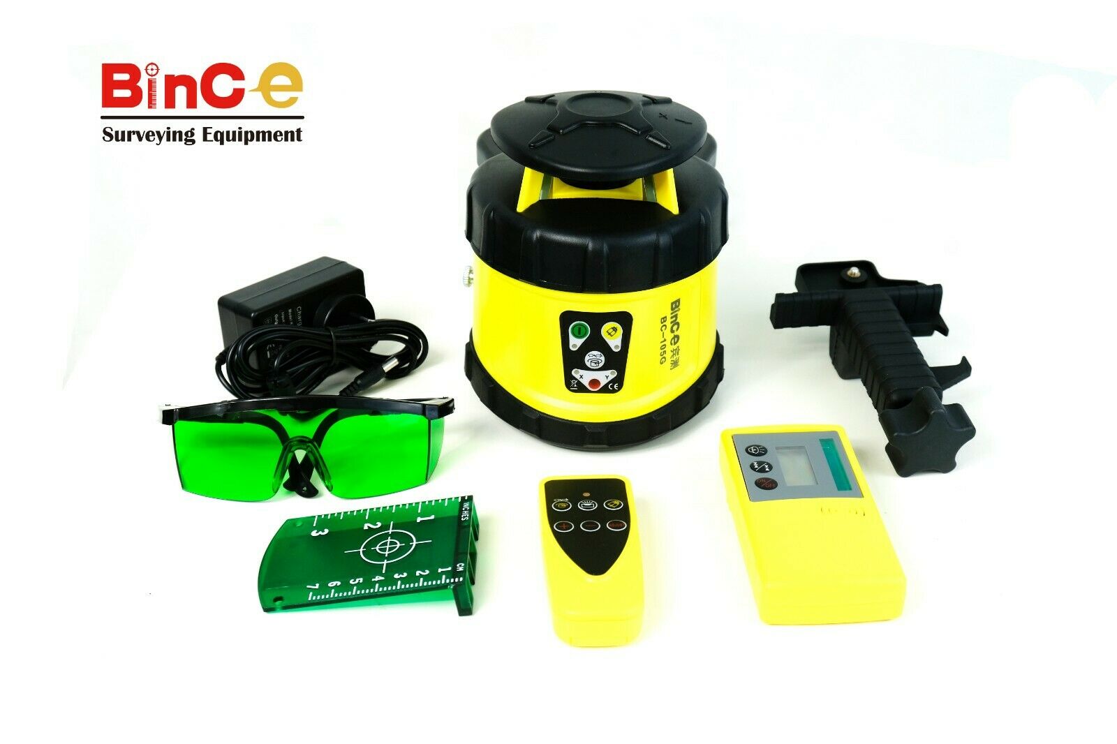 500M Electronic Leveling Rotating Rotary Laser Level Green w Control & Detecter