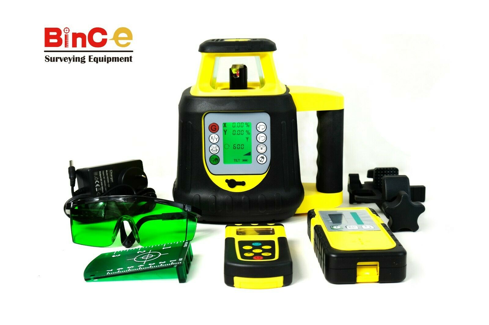 Green Electronic Leveling Rotating Rotary Laser Level &R/C Detecter Tripod Staff