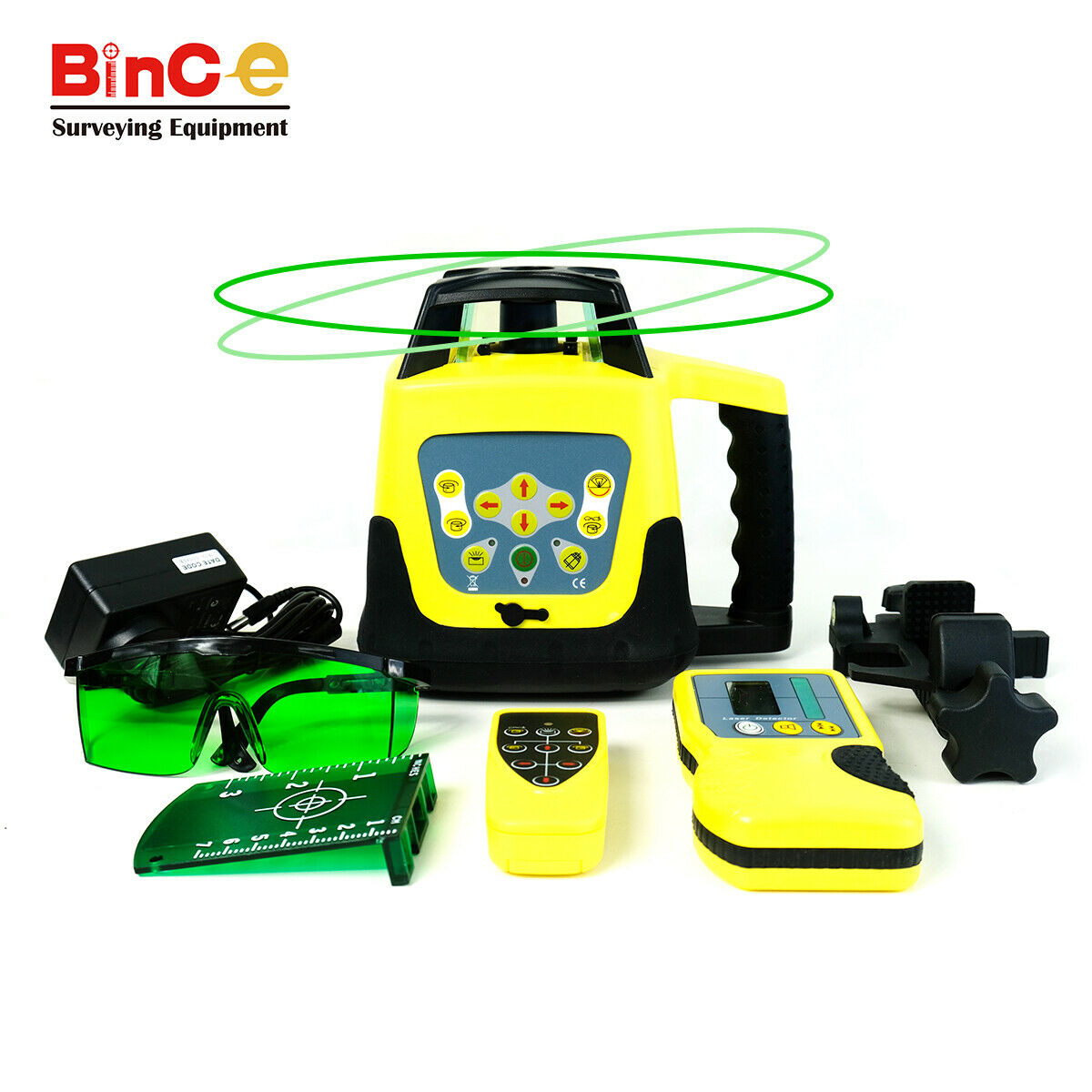 500M Electronic Leveling Green Rotating Rotary Laser Level w Control & Detecter