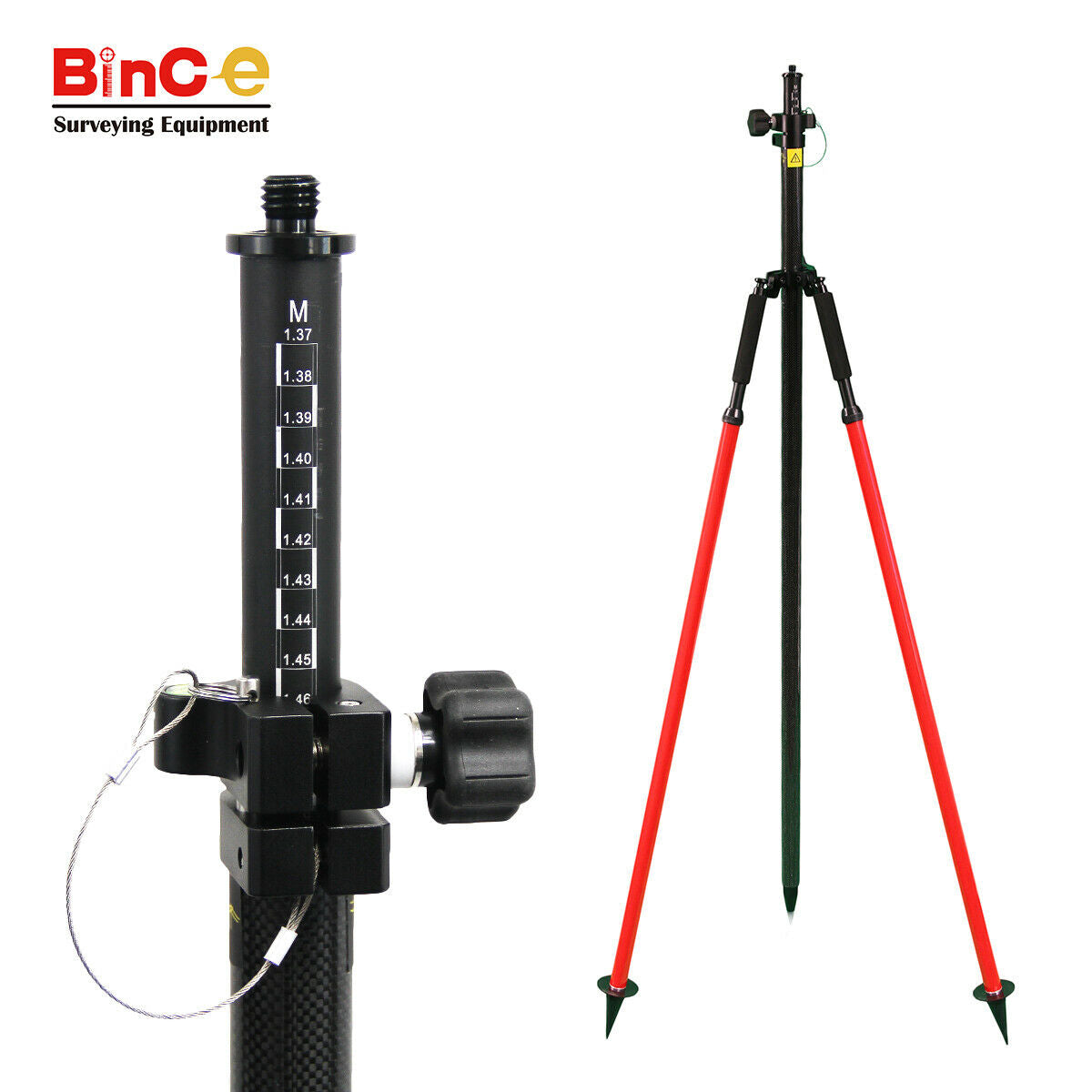 Carbon Fibre Pole 2.5M w Bipod, Surveying, GNSS, GPS RTK, Total Station, Prism