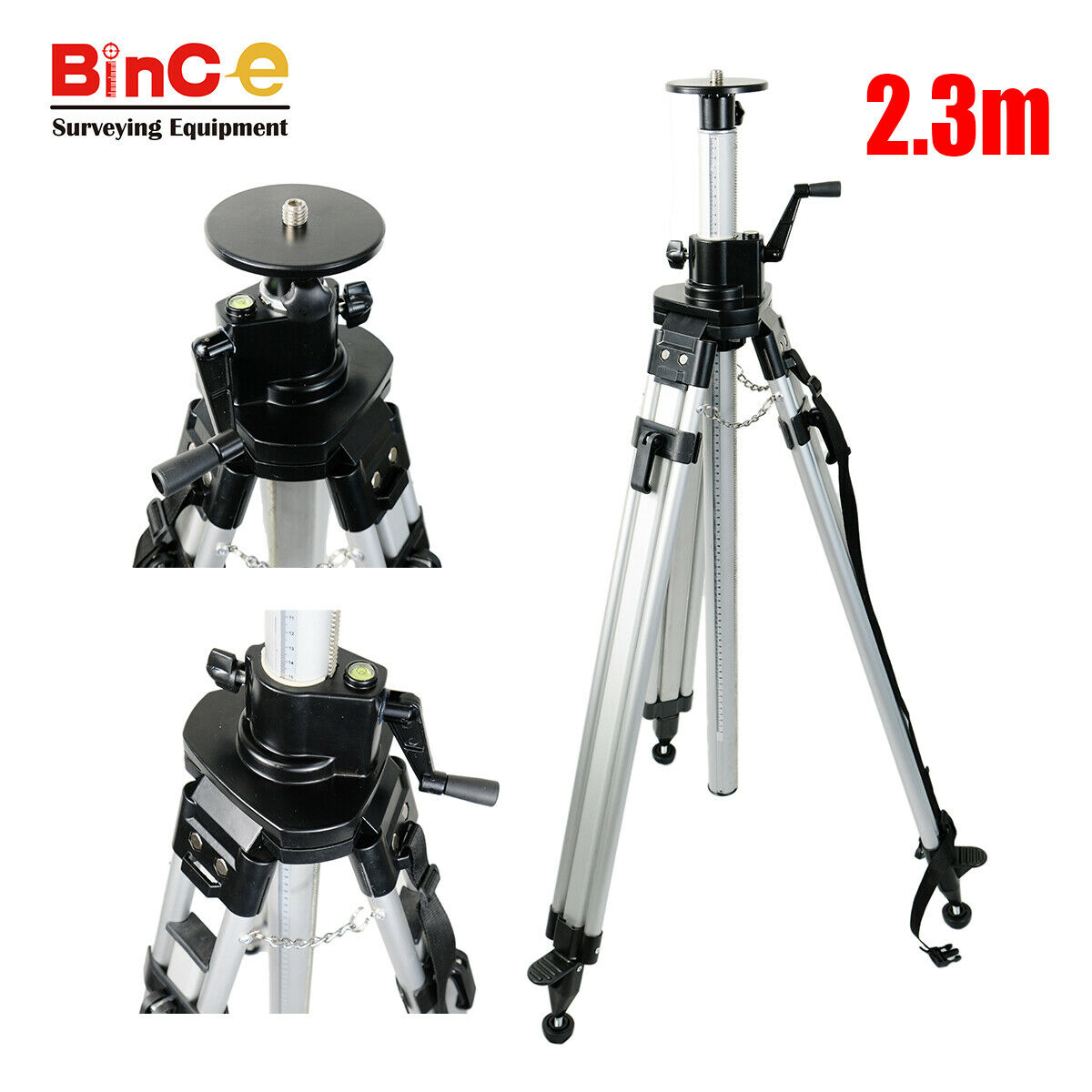 2.3M Elevating Tripod, Elevator Tripod for Survey Rotary Laser Level Surveying