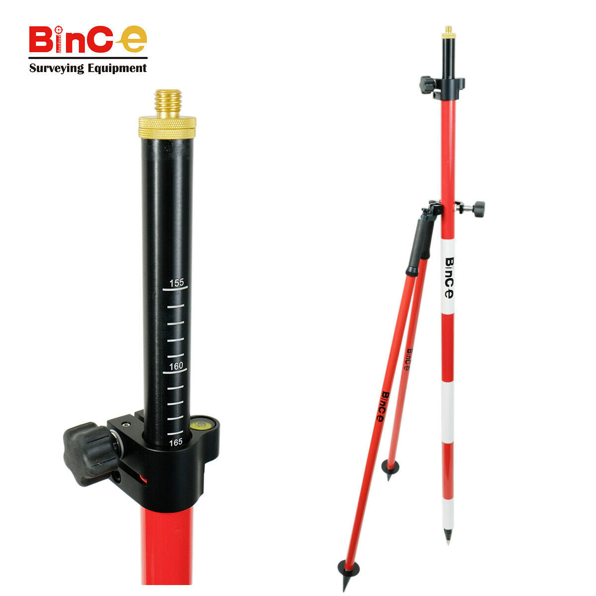 Telescopic Surveying Prism Pole 2.6M w Bipod, Total Station, Leica Sokkia Topcon